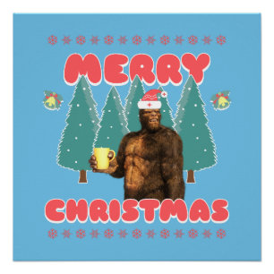 Poster Drôle Bigfoot - Joyeux Noël