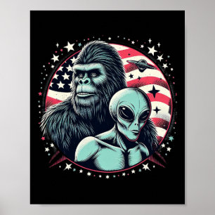 Poster Drôle Bigfoot Sasquatch Alien Amp Bigfoot Usa