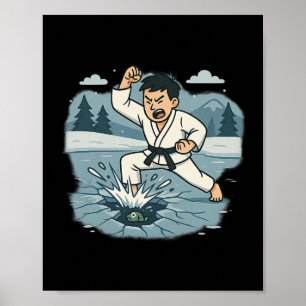 Poster Drôle Break The Ice Karate Chop Martial Arts Humou