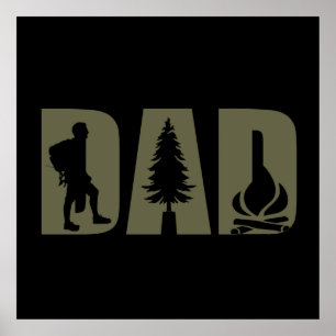 Poster Drôle camping camper randonnée hiker papa