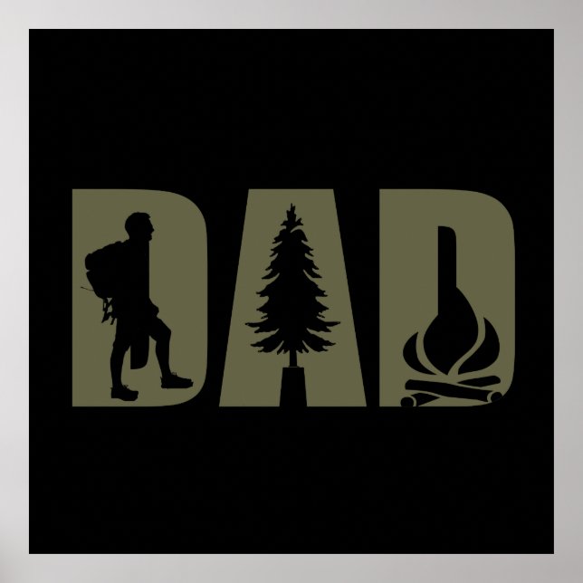 Poster Drôle camping camper randonnée hiker papa (Devant)