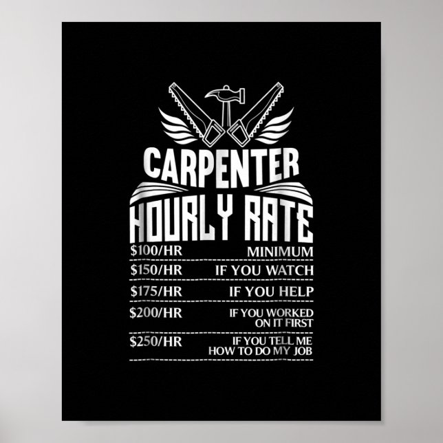 Poster Drôle Carpenter Woodworking Great Gift Papa (Devant)