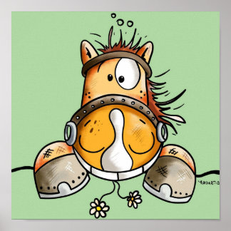 Poster Drôle Cartoon Cheval