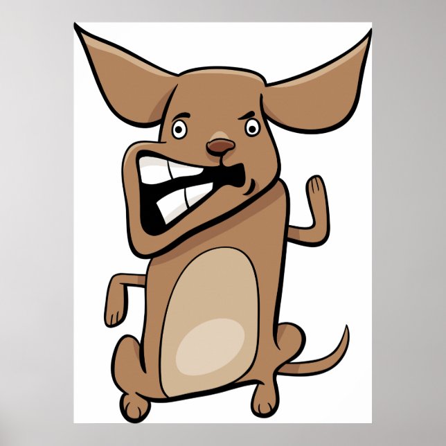 Poster Drôle Cartoon fou chien Hilarious mignon animal an (Devant)