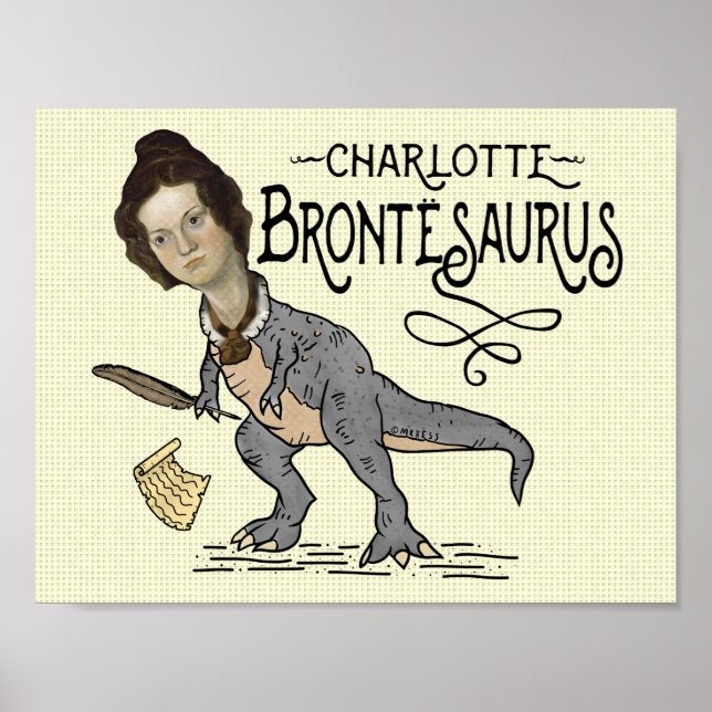 Poster Drôle Charlotte Bronte Saurus Dinosaur Lecteur de  (Devant)