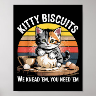 Poster Drôle Chat Kneading Dough Retro Kitty Biscuits Des