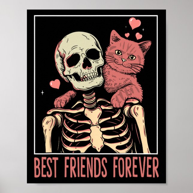 Poster Drôle Chat Lady Tarot Card Skeleton Kitten Lover C (Devant)