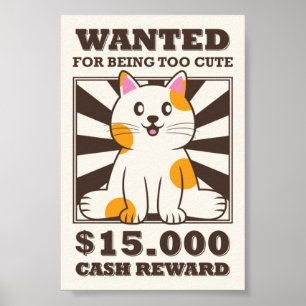 Poster Drôle Chat Recherché Pour Être Trop Mignonne