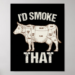 Poster Drôle Chef Sarcastique Boucher Cook Bbq Je Fumerai