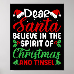 Poster Drôle Cher Père Noël Croire En L'esprit De Noël Et