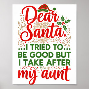 Poster Drôle Cher Père Noël J'ai Essayé D'être Sage Mais