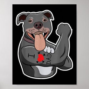 Poster Drôle Chien à molette I Love Papa Tattoo Lovers Ci