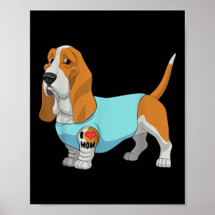 Poster Drôle Chien Beagle I Love Maman Tattoo Cadeau Tee