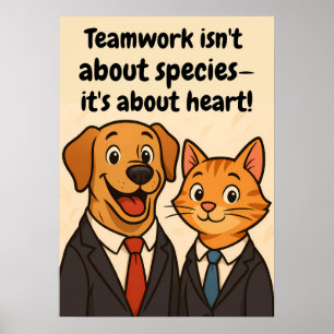 Poster Drôle Chien et Chat Wall Art avec quot Inspiration