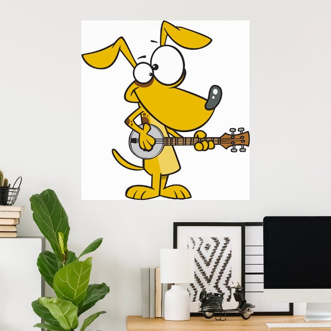 Poster Drôle Chien Jouant Banjo Musique (Créateur téléchargé)