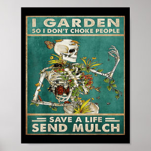 Poster Drôle Citation de crâne de carte I Garden Je n'éto