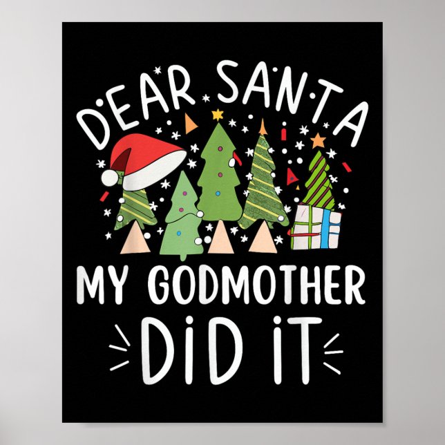 Poster Drôle Citation de Noël Cher Père Noël Mon Godmot (Devant)