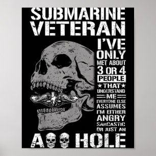 Poster Drôle Citation de Vétéran de Sous-marin Crâne US S