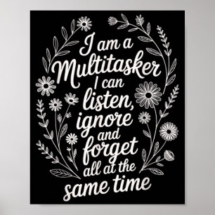 Poster Drôle citation humoristique multitâche sarcasme gr