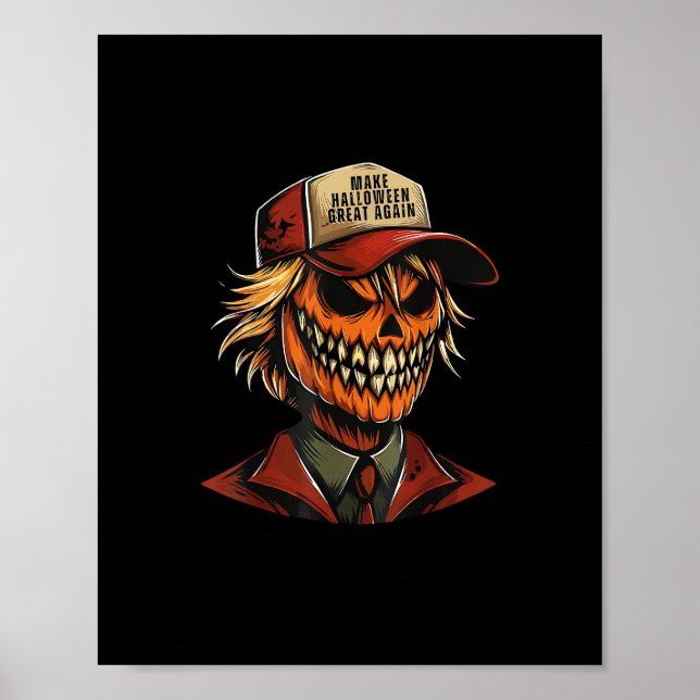 Poster Drôle Citrouille de Trumpkin Squelette faire Hallo (Devant)