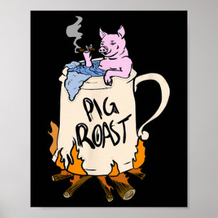Poster Drôle Cochon rôti rôti barbecue fête grill Master
