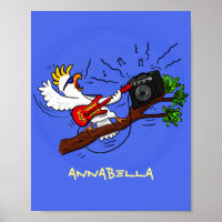 Drôle cockatoo jouant de la guitare rock dessin an