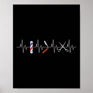 Poster Drôle Coiffure Barbe Pole Comb Lame Beard Coeur