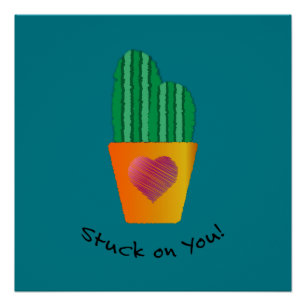 Poster Drôle Coincé Sur Vous Cactus