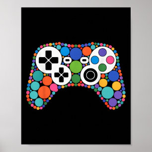 Poster Drôle contrôleur de jeu Polka Dot Video Gamers Dot