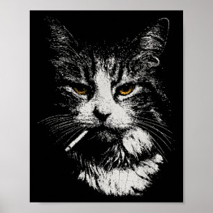 Poster Drôle Cool Chat Fumer Mème Drôle Cat Ga
