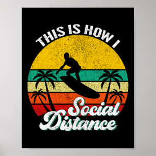 Poster Drôle Cool Rétro Coucher de Soleil Vintage Surf Su