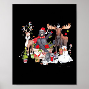 Poster Drôle Critère Woodland Noël Rassemblement Pour Ani