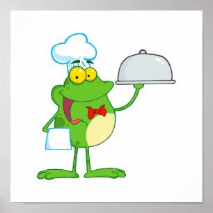 Poster drôle cuisinier cuisinier grenouille fourré servan