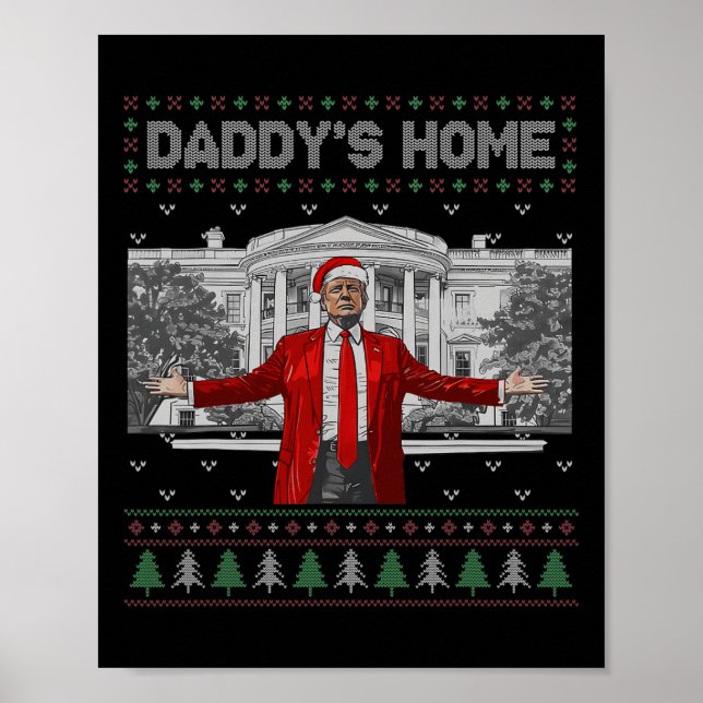 Poster Drôle Daddy's Home Trump laide pull de Noël Xm (Devant)