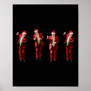 Poster Drôle danse Trump Père Noël Noël Xmas Pajam