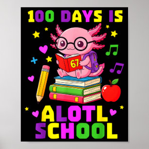 Poster Drôle de 100 jours d'école Axolotl Enfants Filles