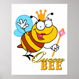 Poster drôle de bande dessinée queen bee avec texte