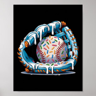 Poster Drôle de baseball Glove Drift Glace Players Enfant