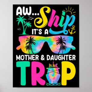 Poster Drôle de bateau maman fille pour un voyage de mère
