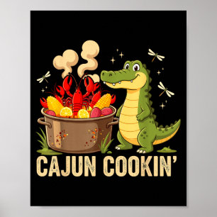 Poster Drôle de Cajun Louisiane Bouillir Alligator Écrevi