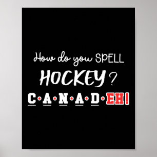 Poster Drôle de Canada Hockey Eh Orthographe Canadien