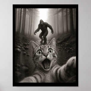 Poster Drôle de chat éd surpris selfie avec Bigfoot Sasqu