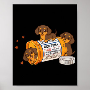 Poster Drôle de Dachshund saucisse antidépresseur Zoo mam