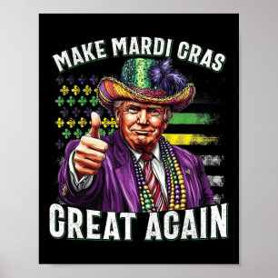 Poster Drôle de défilé Trump humour faire Mardi Gras supe