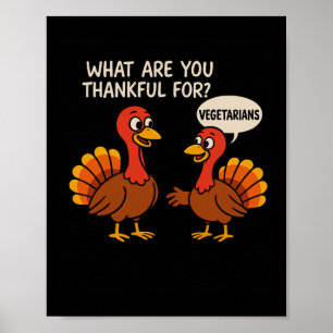 Poster Drole de dinde de Thanksgiving végétarien drôle de