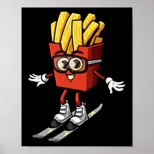 Poster Drôle de frites françaises skieur instructeur de s