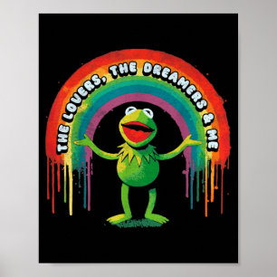 Poster Drôle de grenouille arc-en-ciel rétro Connection L