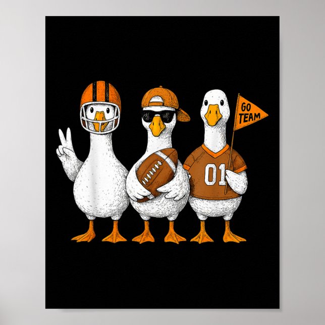 Poster Drôle de jeu de football d'automne de canard d'oie (Devant)