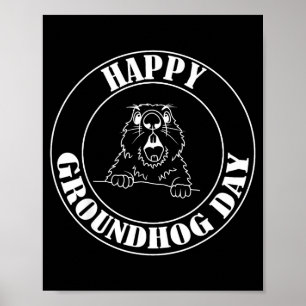 Poster Drôle de marmotte criant joyeux jour de la marmott