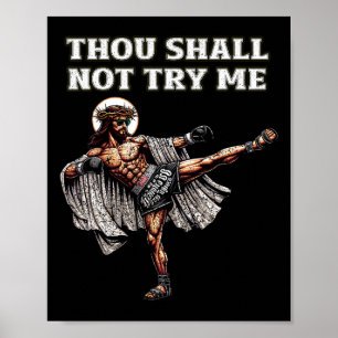 Poster Drôle de Muay Thai Seigneur Jésus Boxe thaïlandais